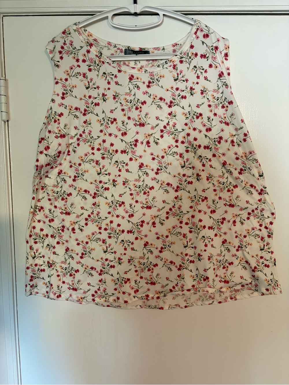 NWT Chris & Carol 2X Ivory Mauve Floral Sleeveless Top 🌸